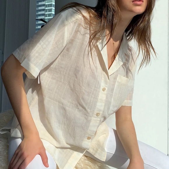Aritzia Wilfred Atticus Short Sleeve Button-Up - Picture 1 of 8